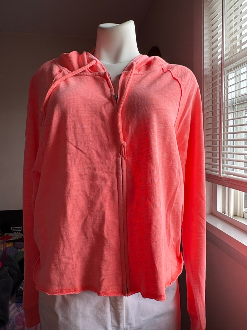 PINK Victoria's Secret Coral Zip-Up Hooded Jacket